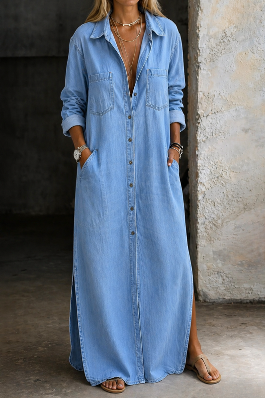 Robe Dénise Boutonnée En Denim