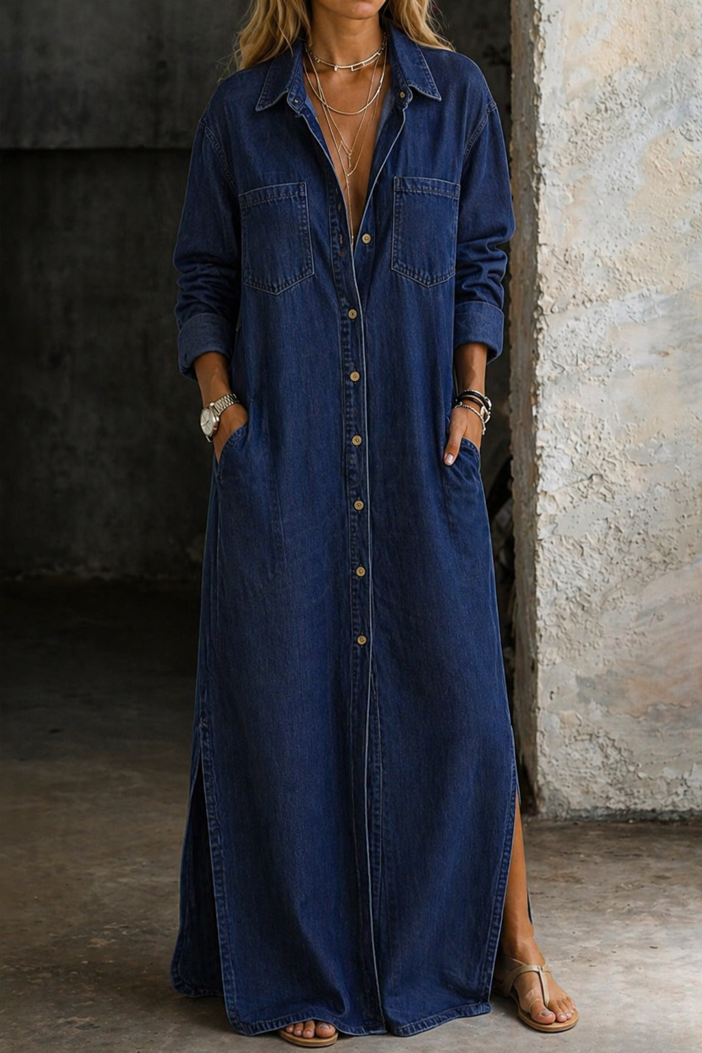 Robe Dénise Boutonnée En Denim