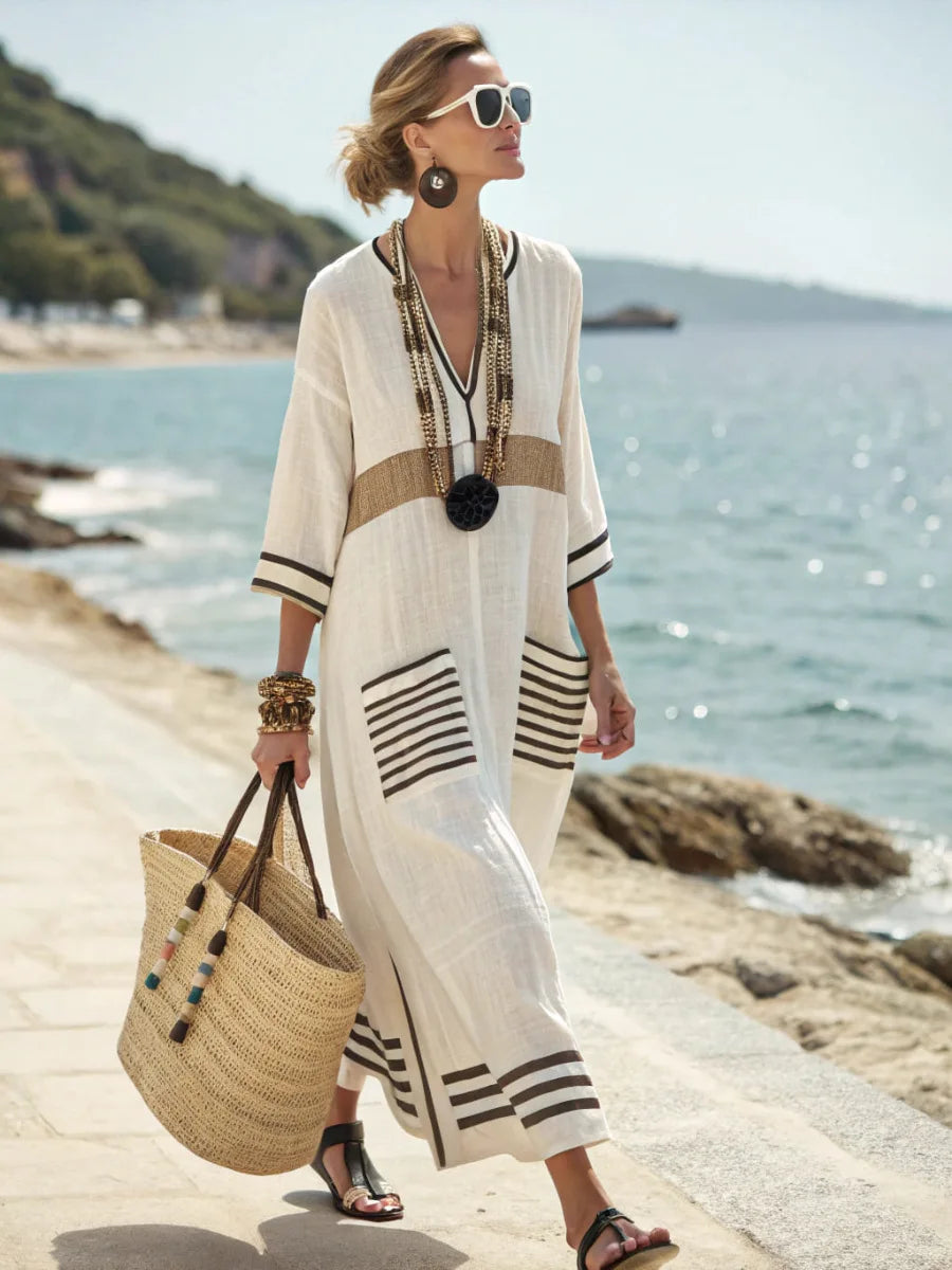 Robe De Plage Ample En Lin
